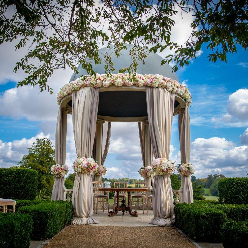 The fairytale outdoor ceremony location at Froyle Park, called the Dome.