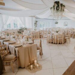The Grand Ballroom is a large capacity wedding hall, seating up to 300 guests.
