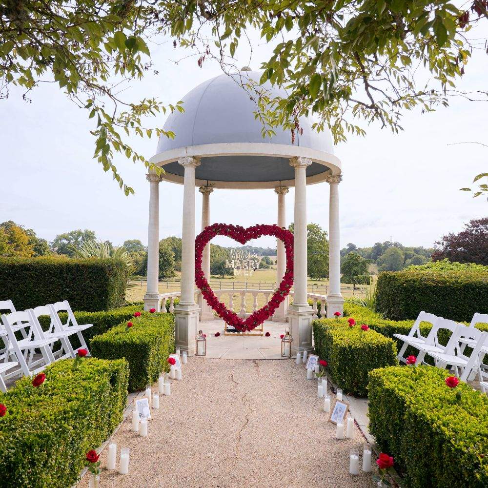 A fabulous proposal setup by Fairytale Proposal at Froyle Park's romantic country estate in Surrey.